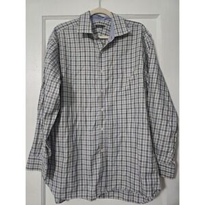 J.McLaughlin Men's XL Long Sleeve Button Up Shirt Checkered Plaid 100%‎ Cotton
